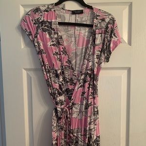 Zara Pink Tropical Wrap Mini Dress